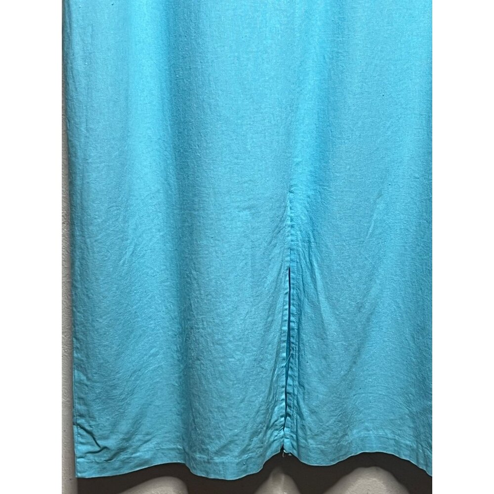 VINTAGE Ultra Dress Size 18W Blue Embroidered Floral Two-Piece Linen/Rayon Set - Picture 8 of 16